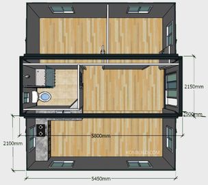 20ft Basic Collapsible Container House , Expandable 2 Bedroom Portable Building