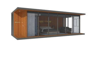 Gray Wood Modern Prefab Houses / Prefab Steel Homes Easy Installation