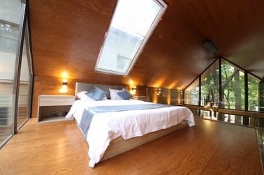 Log Cabin Modular Homes / Prefab Glass House With Smart Color Lcd Panel