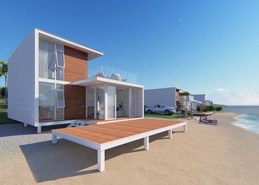 Luxury Upmarket 2 Bedroom Prefab Homes , White Luxury Prefab Homes With Balcony