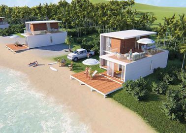 Luxury Upmarket 2 Bedroom Prefab Homes , White Luxury Prefab Homes With Balcony