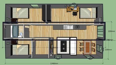 Transportable Expandable Container Homes , 2 Bedroom Prefab House With Kitchen